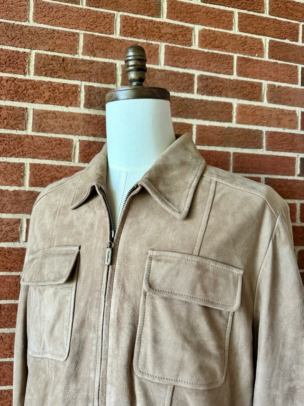 Cole Haan Beige Field Jacket Zip Closure Flap Pockets Heavyweight Men's L - Picture 2 of 11